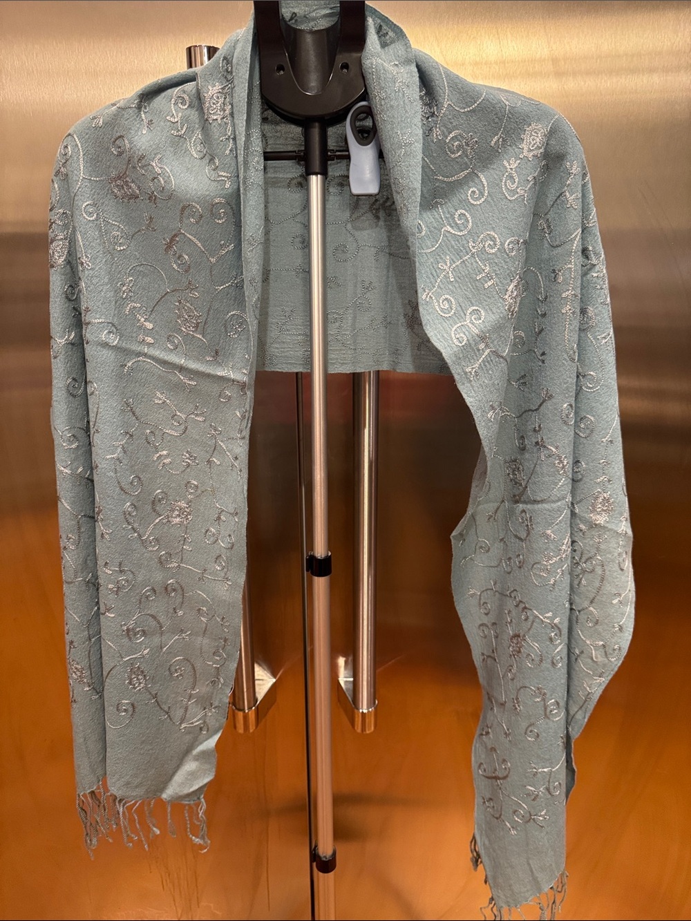 Light Blue Embroidered Women's Shawl Jacket